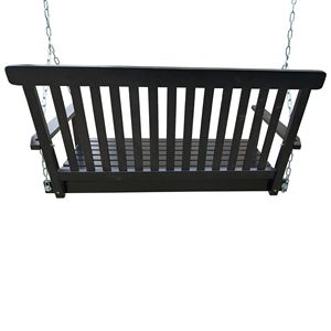 Banc balançoire en bois avec accoudoirs pour patio extérieur, jardin, cour, véranda ou porche avant, avec chaînes de suspension - Product Image 3