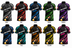 Camiseta de Billar Personalizada, Sublimada, para Equipo, de Secado Rápido, Transpirable, 100% Poliéster, con Logotipo Personalizado, Fabricante de Ropa Deportiva OEM ODM - Product Image 2