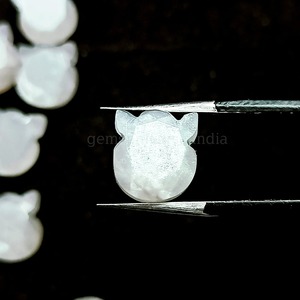 Pierre de lune grise naturelle facettée en forme de chat 12mm, sculptée à la main, pierre précieuse en vrac pour la fabrication de bijoux, vente en gros - Product Image 2