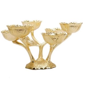 Decorative Serving Dish Wedding Gifting Glam Style Polished Finish Gold Tone Metal Flower Bowl Set Handmade - Product Image 4
