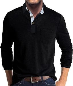 Made In Pakistan Most Superior Quality Breathable Black Loose Breathable Full <b>Sleeves</b> <b>Polo</b> <b>Shirts</b> For <b>Men</b> Low MOQ - Product Image 1
