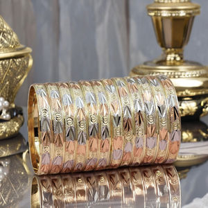 Wholesale 3 Tone Gold Filled Forming Bangles, Multi Tone Gold Bangles Set, 3 Tone Fashion Bangles <b>Jewelry</b>, Tri Color Bangles Set - Product Image 5