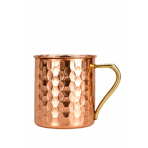 Mug en cuivre martelé artisanal, qualité alimentaire, avec poignée en laiton, mug Moscow Mule haut de gamme pour bar et restaurant - Product Image 1