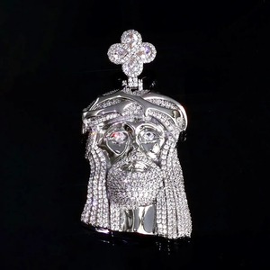 Colgante de la Cara de Jesús en Plata de Ley 925 con Baño de Oro de 18K y Moissanita, Lujoso Collar Religioso con Corona de Espinas, Joyería Cristiana - Product Image 2