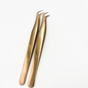 Juego de Pinzas para Extensión de Pestañas, Redondas, Profesionales, Color Oro Rosa, Material de Acero Inoxidable con Punta de Fibra, Personalizadas - Product Image 2