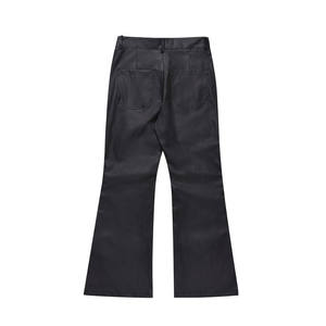 Pantalones de Hombre de Cintura Media, Corte Acampanado, Negros, de Poliéster, Casuales, con Bolsillos Laterales, Cierre de Botón, Antiarrugas, Peso Medio, para Otoño - Product Image 2