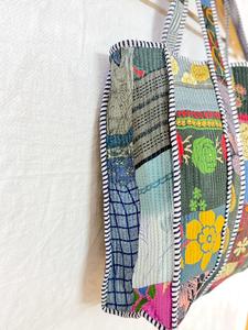 Bolsa de Compras Reutilizable Ecológica, Ligera, Abierta, de Seda Vintage Hecha a Mano, para Mujer, FABRICATEFIZZ, Étnica, India, Acolchada - Product Image 4