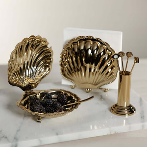 Metal <b>Napkin</b> Holder Gold Seashell Design Decorative Tissue <b>Dispenser</b> Luxury Tabletop <b>Napkin</b> Stand Elegant Dining Table Organizer - Product Image 4
