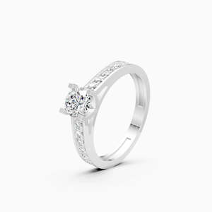 Round Solitaire Side Accents Lab Grown Diamond Ring With 0.83 Ct Conflict Free | In 9K Yellow White And Rose Gold - Product Image 3