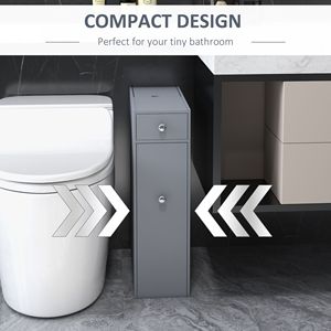 Mobiletto da Bagno Minimalista Grigio Stretto Salvaspazio con Cassetti Organizzatori per Ingresso, Uso Ospedaliero e Porta Carta Igienica - Product Image 4