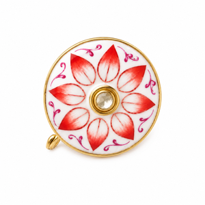 Botones de Lujo Personalizados de Latón con Esmalte Meenakari de Jaipur, Diseño de Capullo de Loto Rojo y Cristal Polki, para Trajes Sherwani de Boda para Hombre - Product Image 1