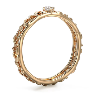 แหวนทองคำแท้ 14K ประดับเพชรทรงกลมขนาด 3 มม. ดีไซน์ทันสมัย เหมาะสำหรับเป็นของขวัญวันเกิดสำหรับผู้หญิง - Product Image 4