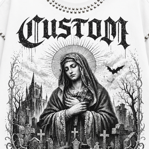 Camiseta Eyre Sports Wear Personalizada Blanca con Efecto Desgastado, Hombros Caídos, 100% Algodón, Tela Suave, Estilo Vintage, Manga Corta - Product Image 3