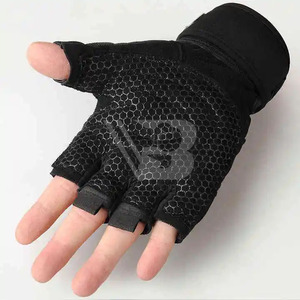 Gants de cyclisme mi-doigts unisexe avec coussinet en gel, paume en cuir synthétique antidérapant pour entraînement, fitness, gym, saut à la corde, sports, marque personnalisée - Product Image 2