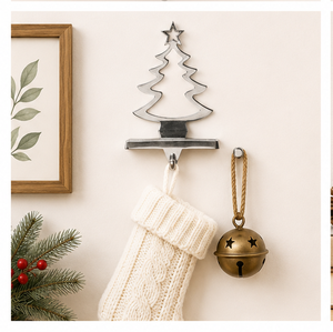 Wholesale Silver Metal Christmas Tree <b>Stocking</b> <b>Holder</b> For Mantel Weighted Non-Slip Zinc Alloy <b>Stocking</b> Hanger Decoration - Product Image 6