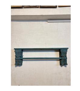 Porte-serviettes rustique en bois sculpté à la main, pour cuisine et salle de bain |   Support de canne à pêche vintage indien en bois de teck vieilli, couleur turquoise - Product Image 1