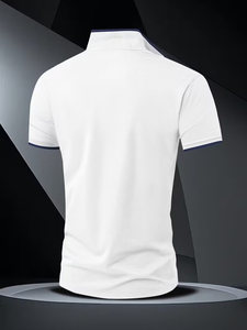 Men's Customizable White Cotton for Shirt Short Sleeve Customized Color Breathable Casual Front Logo Design Jersey Fabric - Product Image 2