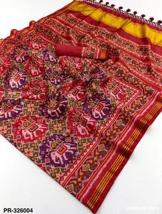 Sari y Blusa de Seda Patola de Excelente Calidad para Festivales con Bordado Lagadi Patta y Zari, Proveedor y Exportador Mundial - Product Image 3