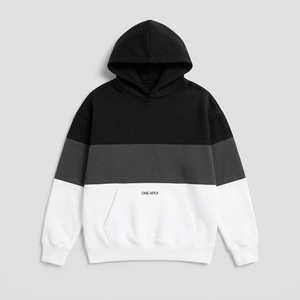 <b>Mens</b> Black <b>Grey</b> Color Block Hoodie Fleece <b>Sweatshirt</b> Custom Logo Streetwear Casual Oversized Pullover - Product Image 3