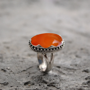 Anillo midi de cornalina, plata 925, hecho a mano, anillo llamativo para mujer, regalo de cumpleaños o aniversario hecho a mano para ella - Product Image 6