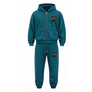 Ensemble de survêtement rose à capuche 100% coton avec fermeture éclair intégrale, poche avant et patch brodé appliqué 480 g/m² - Product Image 5