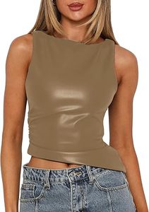 Chaleco de Cuero Personalizado de Alta Calidad para Mujer, Sin Mangas, Cuello Redondo, Corte Ajustado, Estilo Urbano - Product Image 2