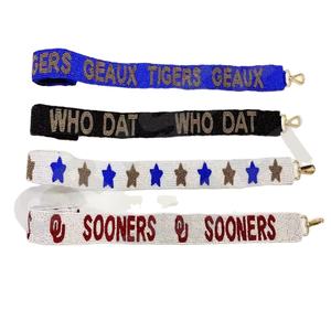 Correa de monedero con cuentas personalizadas Sooners, correas de bolsa de cuentas de semillas de oro blanco, accesorios de moda para bolsos - Product Image 1