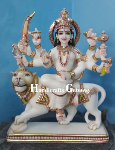 Pure White Makrana Marble For Maa Durga Handmade Polished For Home <b>Decorate</b> And Worship And Praying - Product Image 2
