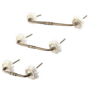 Poignées de porte et de tiroir en céramique crème faites à la main, quincaillerie solide pour armoires de cuisine et commodes, style vintage - Product Image 4