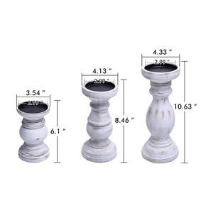 Venta al por mayor de madera blanca de socorro hecha a mano con forma hexagonal personalizable candelabro soporte conjunto hogar Navidad cumpleaños decoraciones - Product Image 4