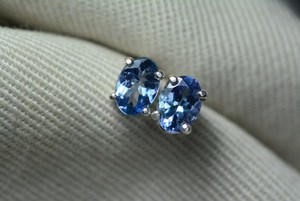 Certified Natural Tanzanite Earrings Sterling <b>Silver</b> <b>Studs</b> December Birthstone Jewelry Gift For Her Elegant Fine Jewelry - Product Image 3