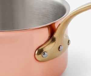 Copper Sauce <b>Pan</b> With Lid And Brass <b>Handle</b> Minimalist Design Heat Resistant For Kitchen Use And Gas Use - Product Image 3