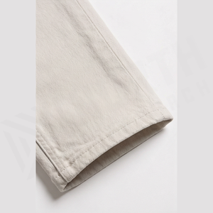 Pantalones Vaqueros de Mezclilla de Algodón Beige de Corte Recto y Ajustado, Cintura Alta, Estilo Casual de Primavera para Hombre - Product Image 6
