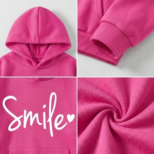 Sweat-shirt décontracté pour femme en coton 100% avec imprimé sourire rose et poches, idéal pour l'automne - Product Image 6