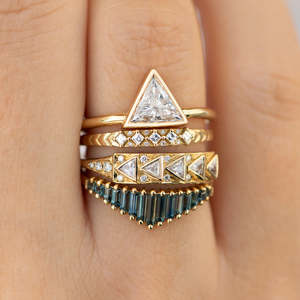 Women's 14k Gold Triangle Cut Diamond <b>Ring</b> Minimalist Engagement Jewelry - Product Image 6