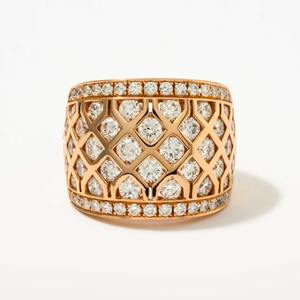 Bague de fiançailles en or rose 14 carats avec diamant de laboratoire pavé de 3,00 carats, certifié IGI, clarté VVS/VS+ - Product Image 1