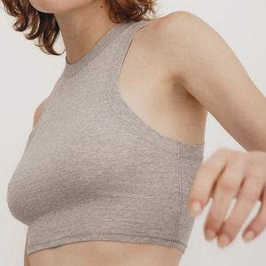Custom Women's Summer <b>Crop</b> Tank <b>Top</b> <b>White</b> Ribbed Sleeveless Short Vest Breathable Soft Polyester Knitted Fabric Digital Printed - Product Image 3
