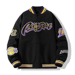Better Letterman Varsity Jacket Men Preppy Style Embroidered Front Logo <b>Black</b> <b>Cream</b> Sleeve Patch Design Autumn Wear - Product Image 5