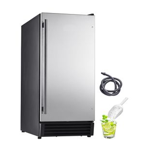 Macchina per il ghiaccio elettrica da sottobanco in acciaio inossidabile da 50 libbre/giorno con porta reversibile e pompa di scarico - Product Image 1