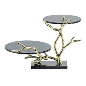 Golden Finished Geometric Shape Set of 3 Aluminum Metal <b>Cake</b> Stand Western Design for Parties & Events - Product Image 3