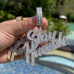 Collar Hip Hop con Colgante de Diamante Cultivado en Laboratorio, Estilo Iced Out Stay Humble, con Nombre Personalizado, Corte Baguette, Estilo Rapero - Product Image 3
