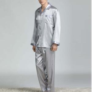 Ensemble de vêtements de nuit en soie pour jeunes hommes, pyjama à manches longues, couleur unie, vêtements de nuit de luxe, ensemble de vêtements de maison respirants pour hommes - Product Image 2