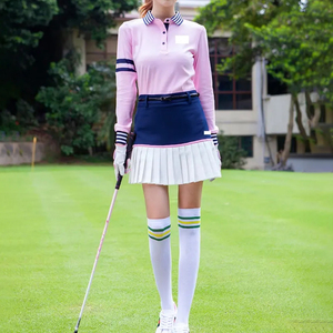 Women's Golf Long Sleeve Polo Shirt Pleated <b>Skirt</b> Set Quick-Dry Stripe Collar Sportswear Suit Wholesale OEM Custom Logo - Product Image 3