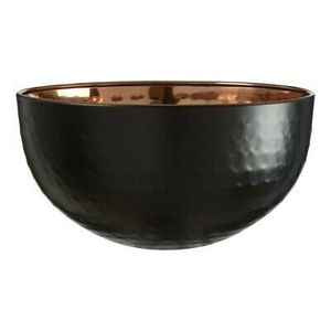 Bol en cuivre pur, bol de service, extérieur noir, intérieur doré poli, vaisselle pour fête, fait main - Product Image 2