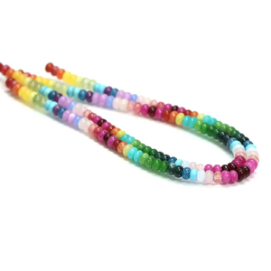 Hermosas cuentas de cuarzo de color arcoíris, forma redonda y lisa, de 7-8 mm, cuentas de cuarzo multicolor en forma de rondel. - Product Image 4