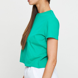 Wholesale Spring Summer Old Washed Vintage 220Gsm 100% Cotton Blank <b>Top</b> Women Tees Cropped Plain T Shirt <b>Top</b> for Ladies - Product Image 4