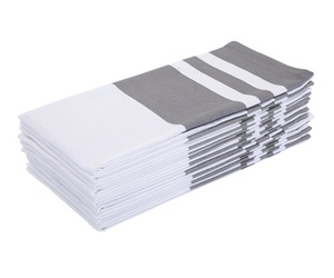 Ensemble de torchons de cuisine en coton rayé, fil teint écologique, blanc avec bords colorés, rectangulaires, tissés, lavables en machine pour usage domestique - Product Image 5