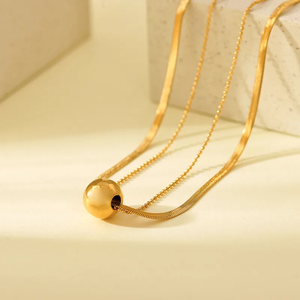 สร้อยคอทรงเรขาคณิตสำหรับผู้หญิง ทำจากสแตนเลส 304 ชุบทองคำแท้ 18K - Product Image 6