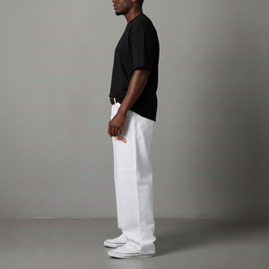 OEM Custom Plus Size Men's Straight Jeans High Street solid white Casual Wide Leg Denim Trouser 100% Cotton Men's Denim <b>Pant</b> - Product Image 2