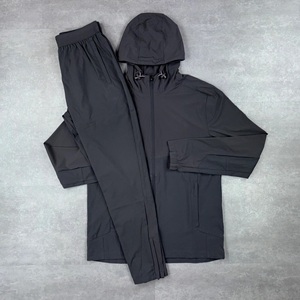 2026 Trending Unisex Black Tracksuit Full <b>Zip</b> <b>Hooded</b> Casual Wear Side Pockets Lightweight Polyester Spring Regular Fit Adult - Product Image 4